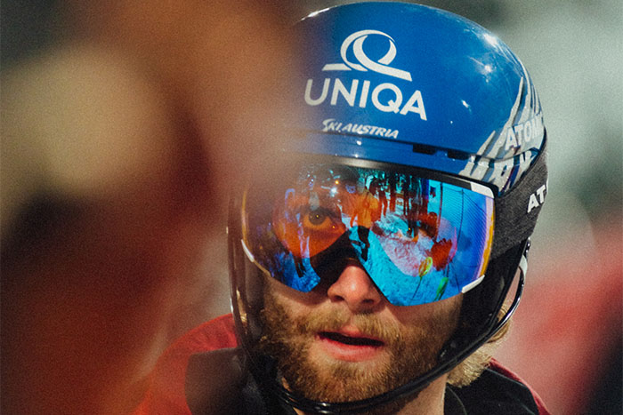Skier Marco Schwarz with optical ski goggles from SK-X, which ensure a perfect view