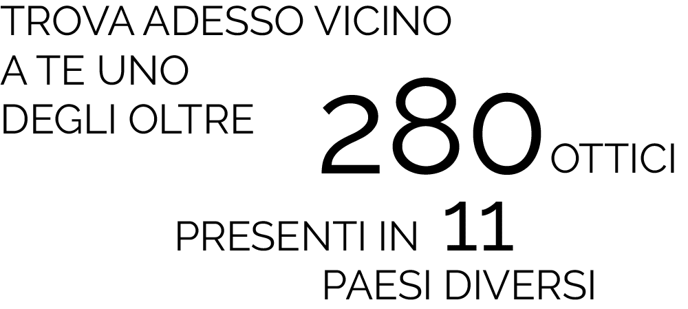 Trova adesso vicino a te uno degli oltre 280 ottici presenti in 11 paesi diversi