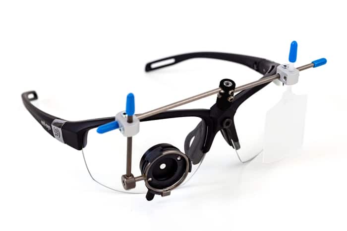 Optische SK-X Schiessbrille mit Sportbrille von evil eye und Adapter