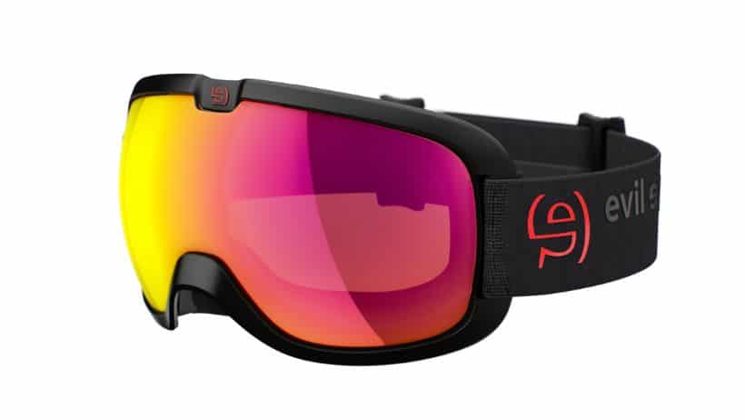 Skibrille mit optischer Verglasung von evil eye black matt - active red mirror light